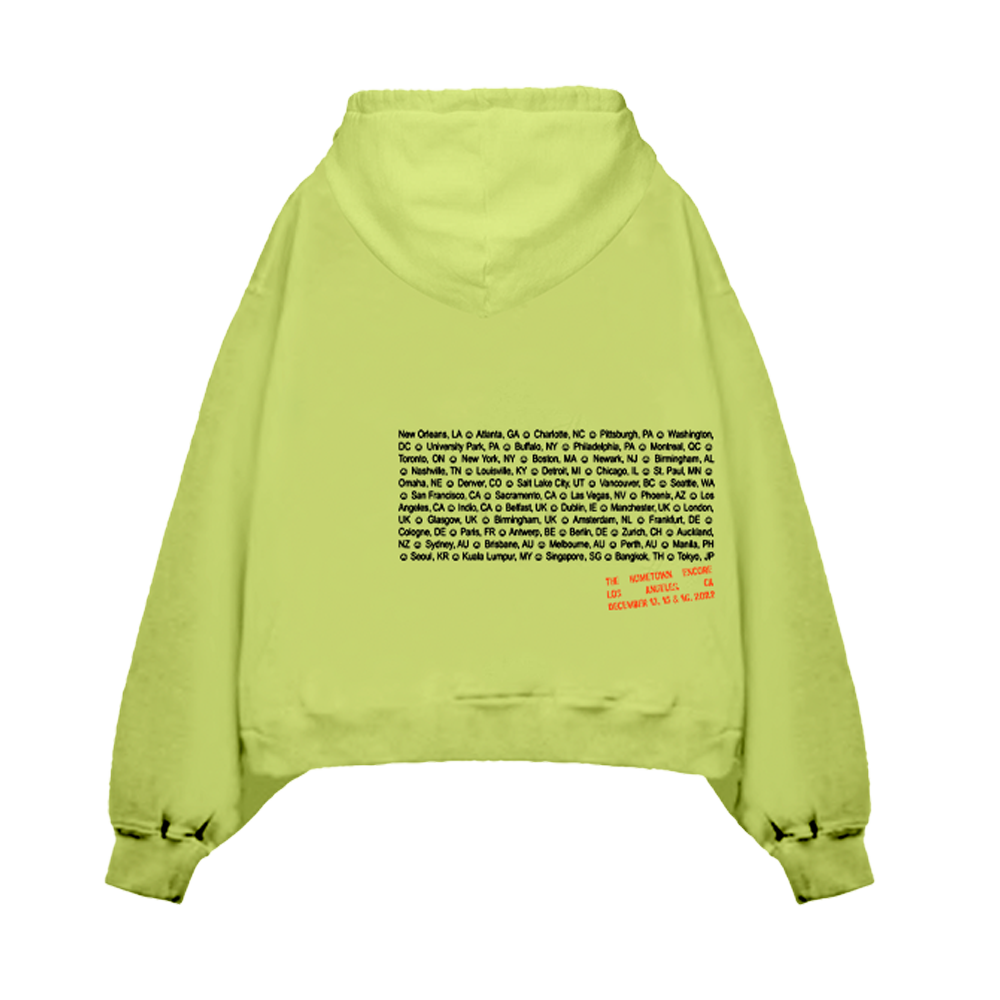 Homecoming Stamped Lime Hoodie back