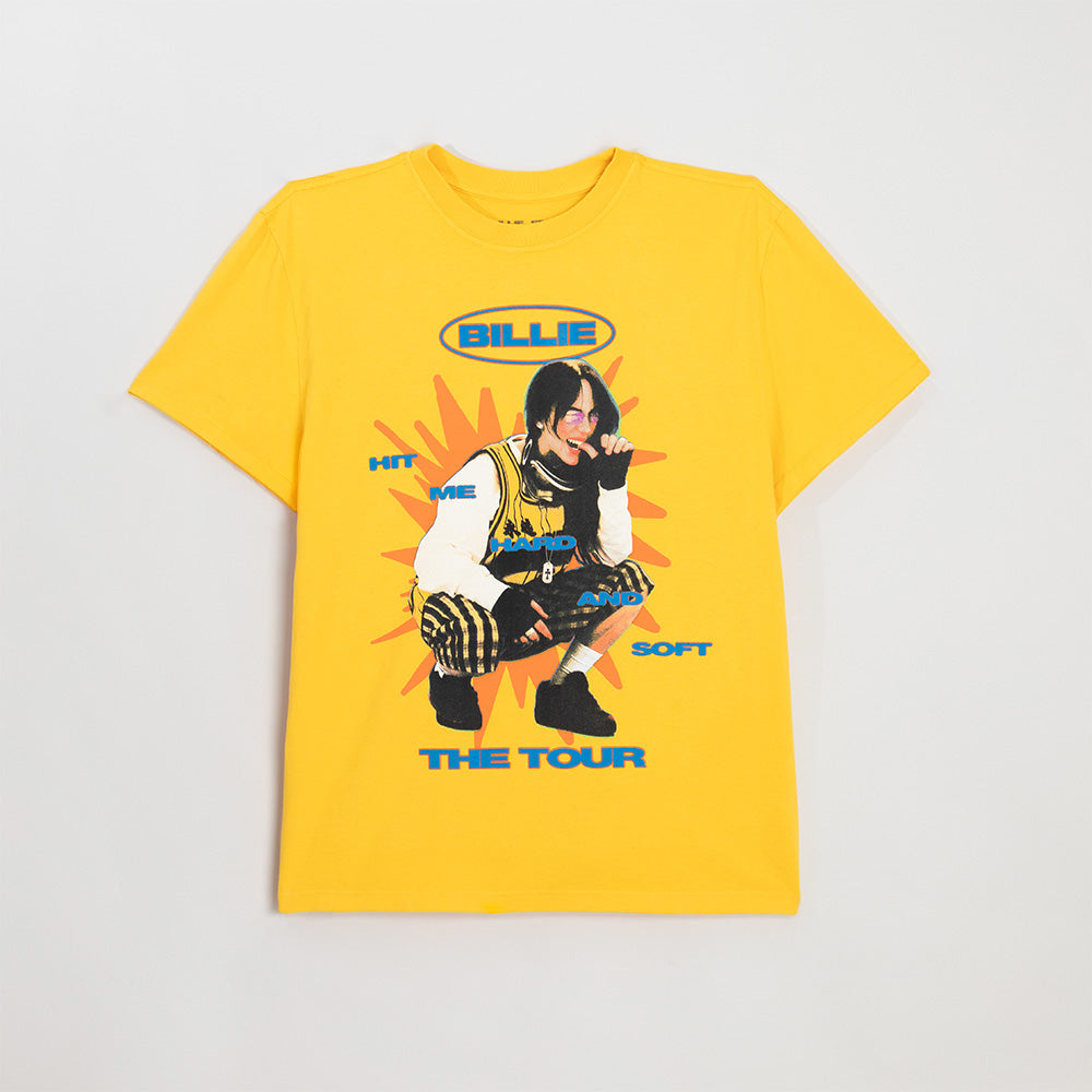Color Burst HIT ME HARD AND SOFT: THE TOUR Gold T-Shirt - Billie