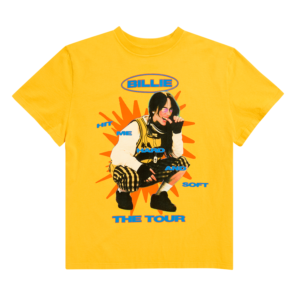 Color Burst HIT ME HARD AND SOFT: THE TOUR Gold T-Shirt - Billie