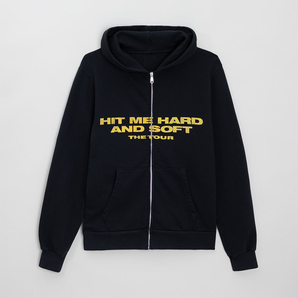 HIT ME HARD AND SOFT Live in 3D Hands Black Zip Hoodie - Billie