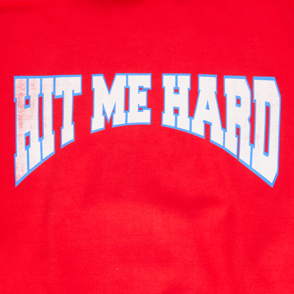 HIT ME HARD AND SOFT RED HOODIE