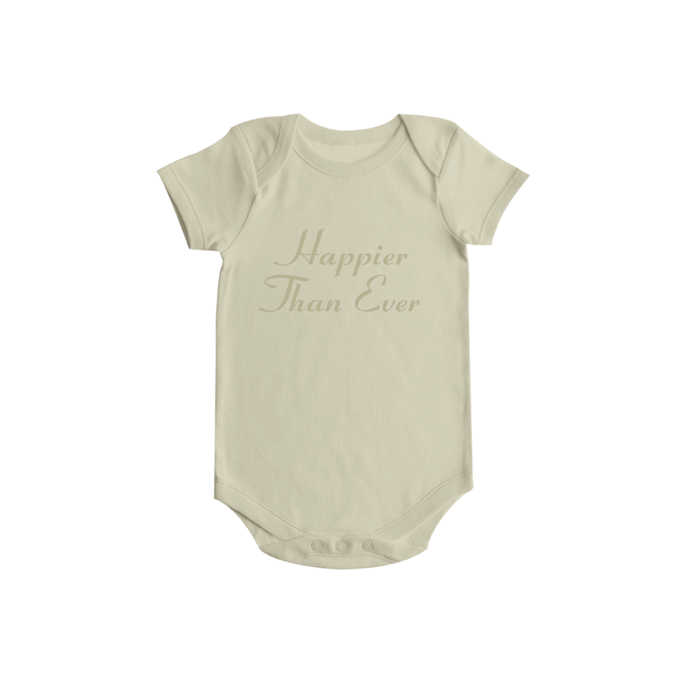 Happier Than Ever Organic Beige Onesie