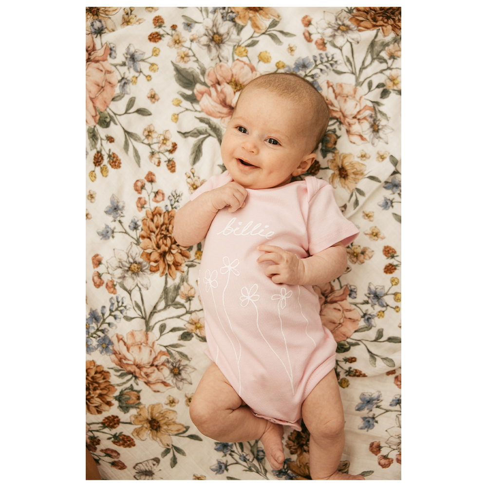 Blooms Organic Pink Onesie - Detail 1