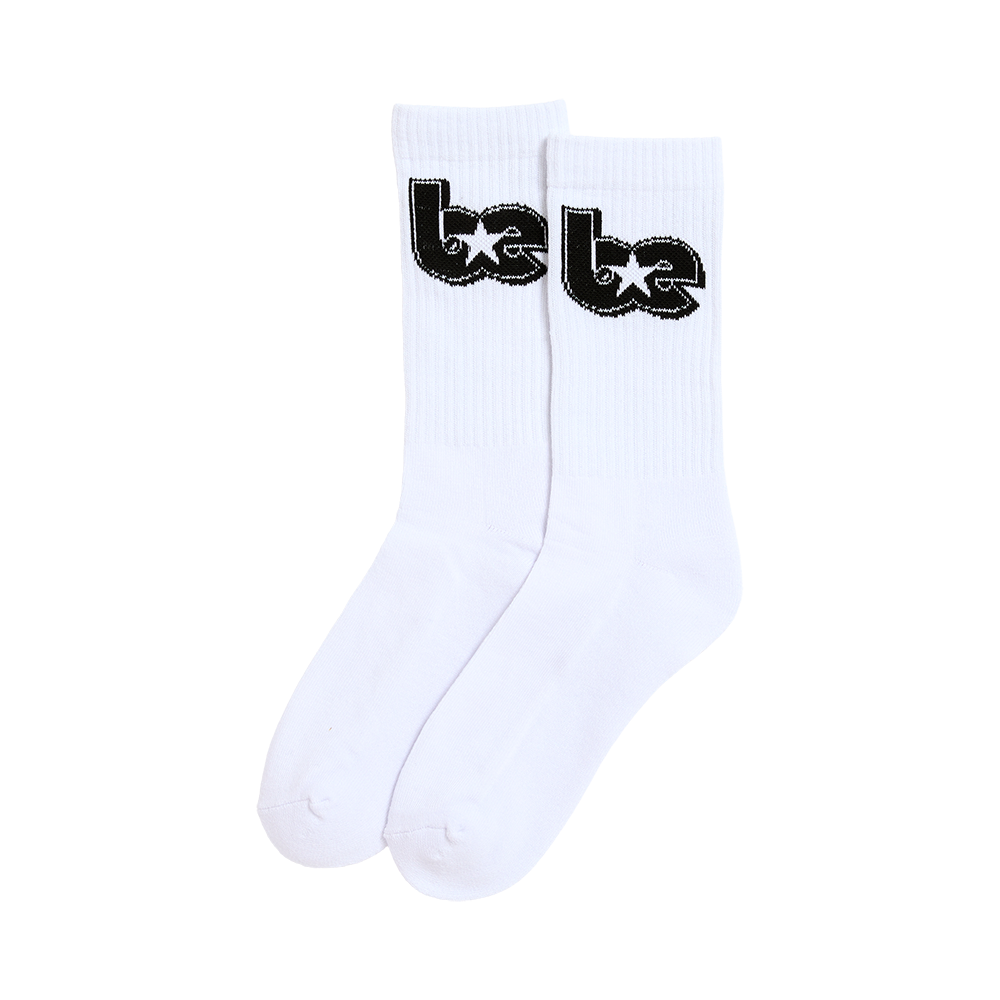 BE Star White Crew Socks