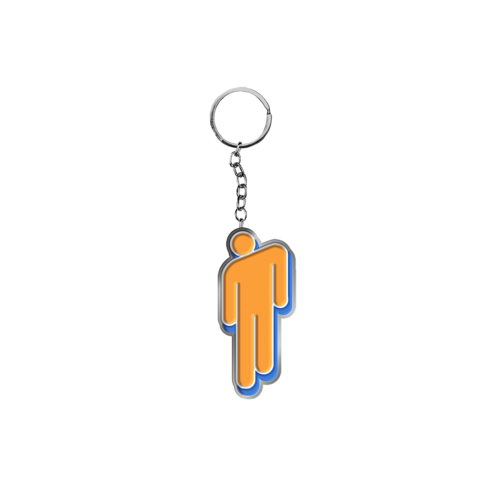 Orange Blohsh Metal Keychain