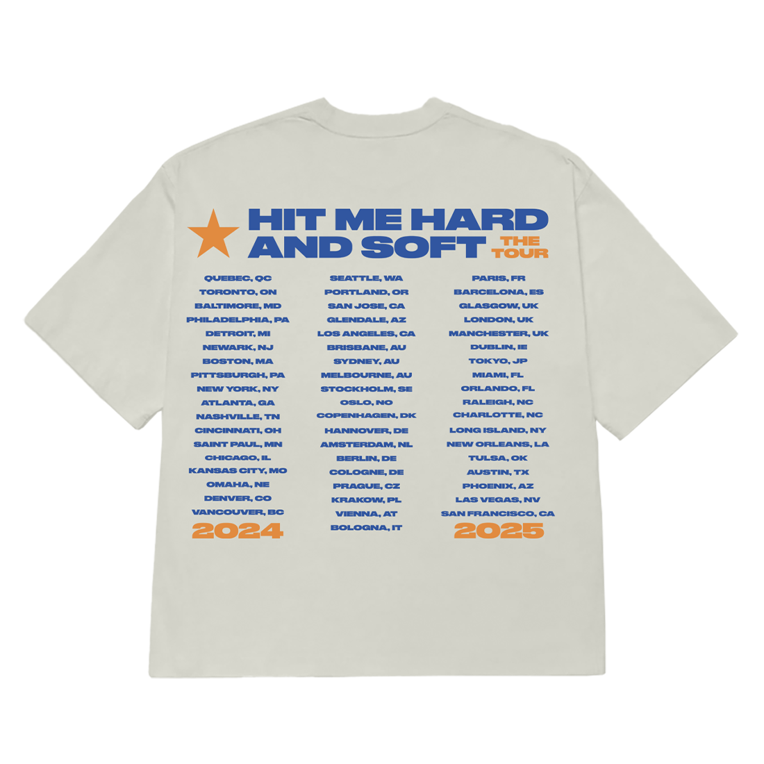 Lean Hit Me Hard and Soft Tour 2025 White T-Shirt back