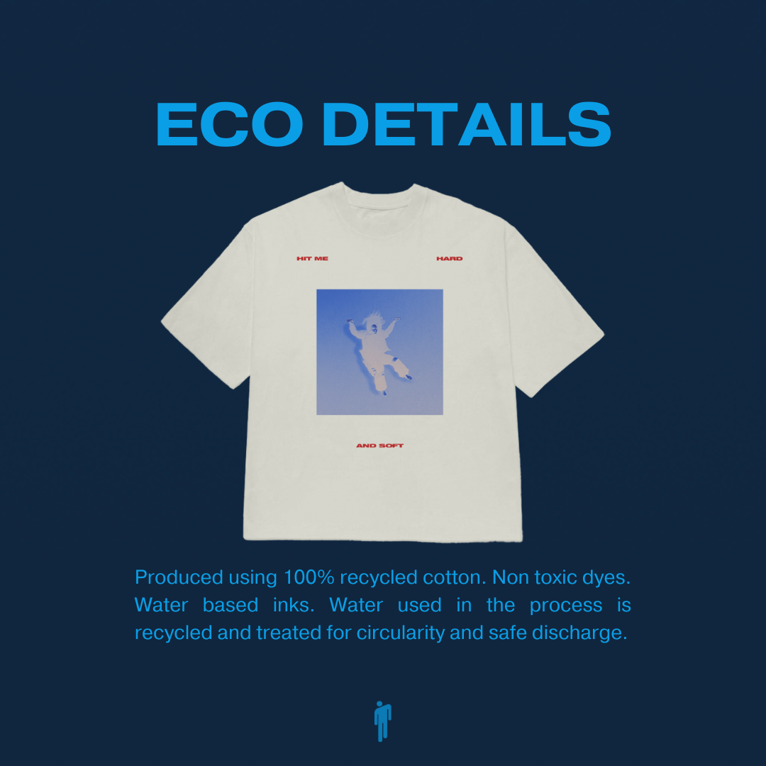 Falling Scatter Text White T-shirt Eco Details