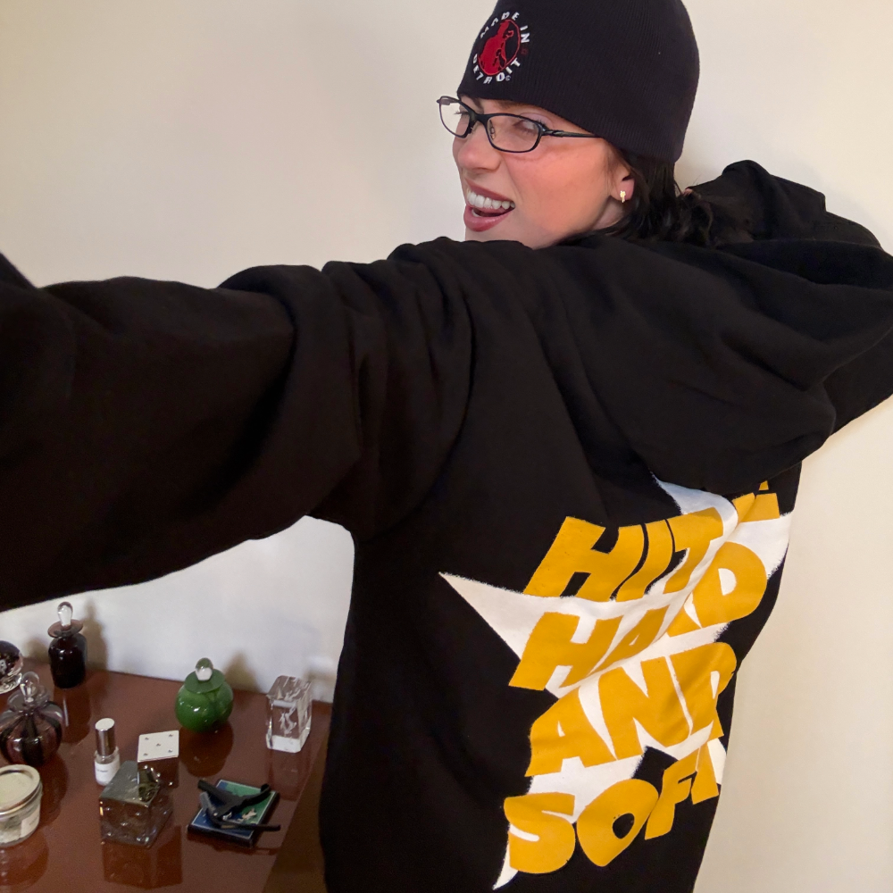 Hit Me Star Black Hoodie Selfie Back