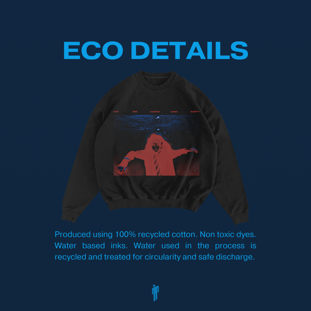 Sinking Black Crewneck Sweatshirt Eco Details