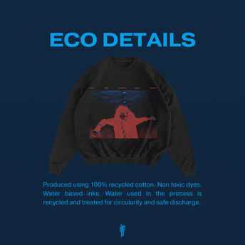 Sinking Black Crewneck Sweatshirt Eco Details
