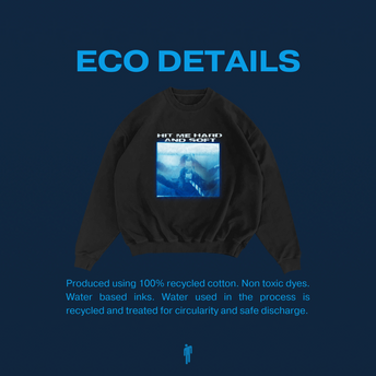 Underwater Black Crewneck Sweatshirt Eco Details