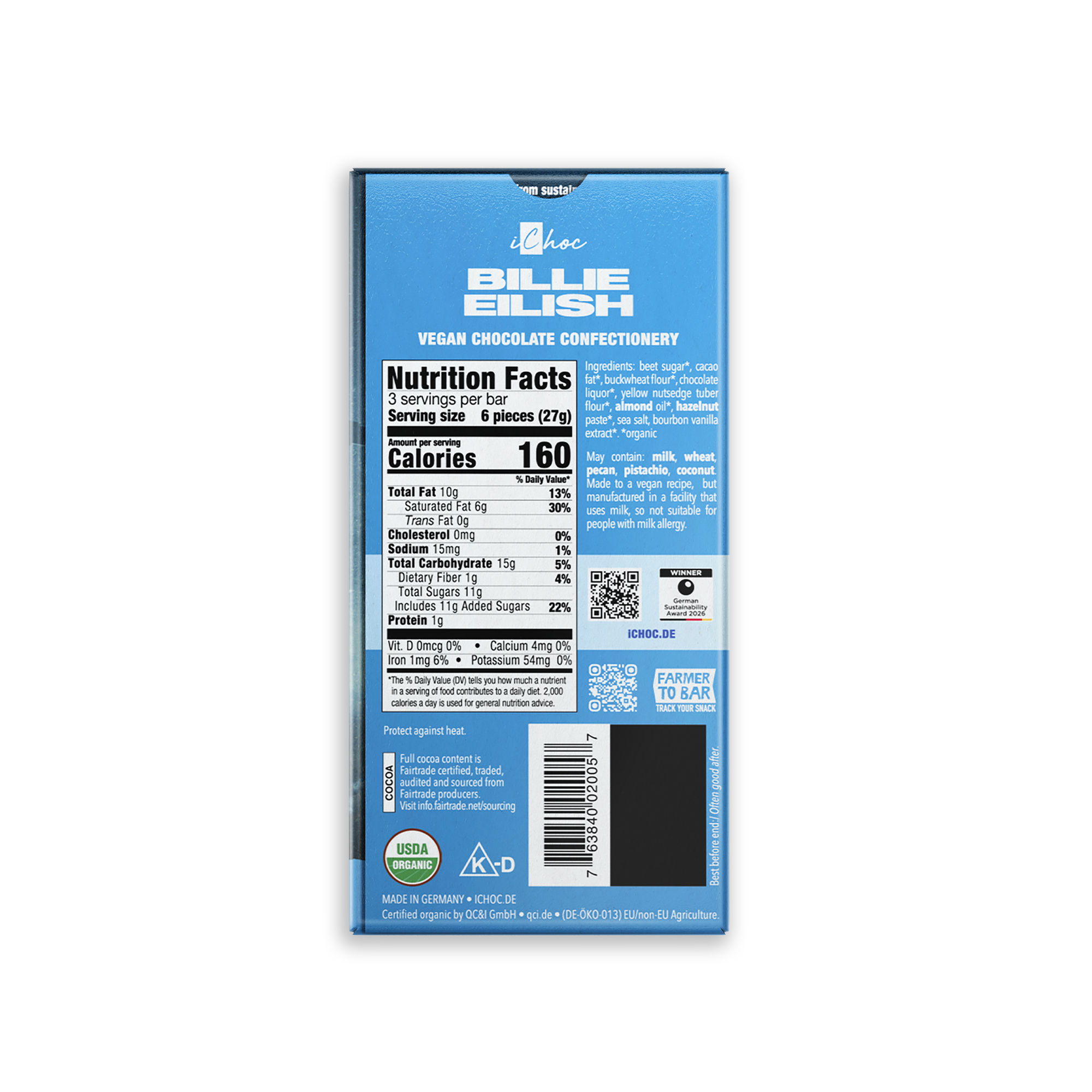 Live in 3D Vegan M!LK Chocolate Bar back