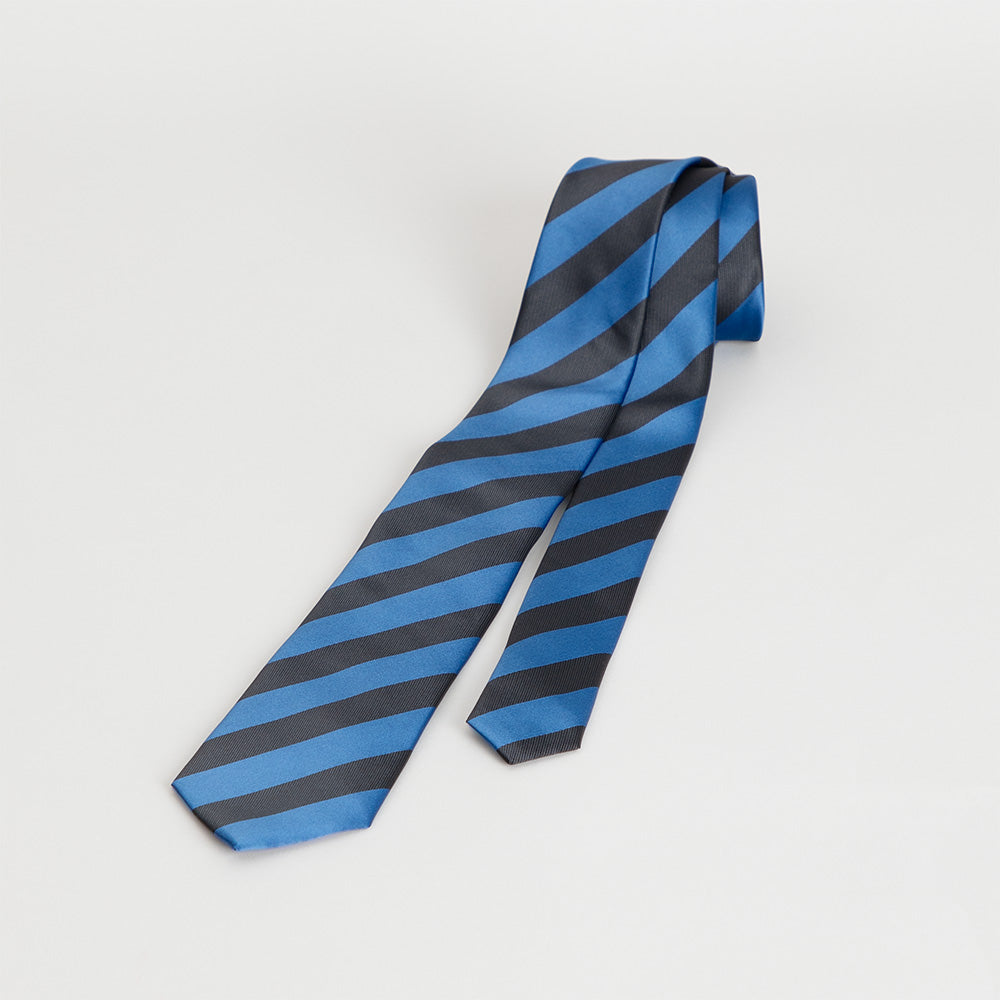 Black & Blue Striped Necktie detail
