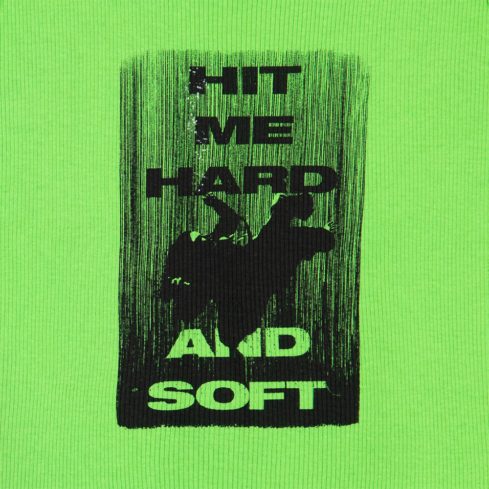 HIT ME HARD AND SOFT Green Crop Tank dtail