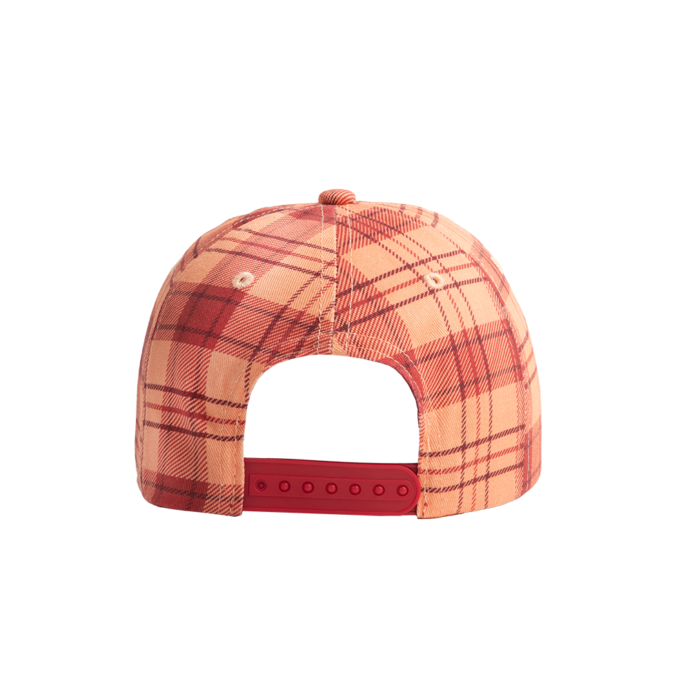 PLAID HAT WITH FELT LOGOS