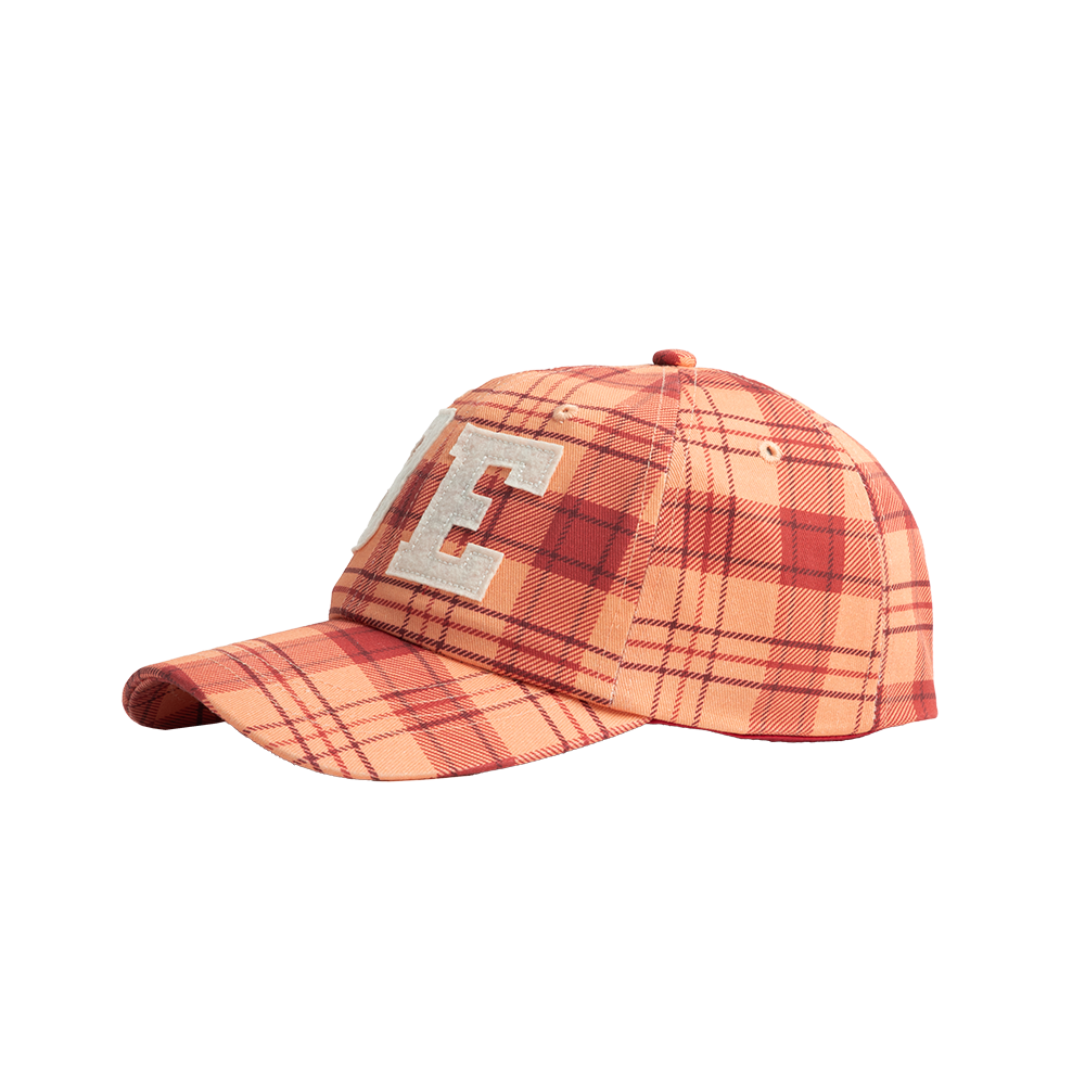 PLAID HAT WITH FELT LOGOS