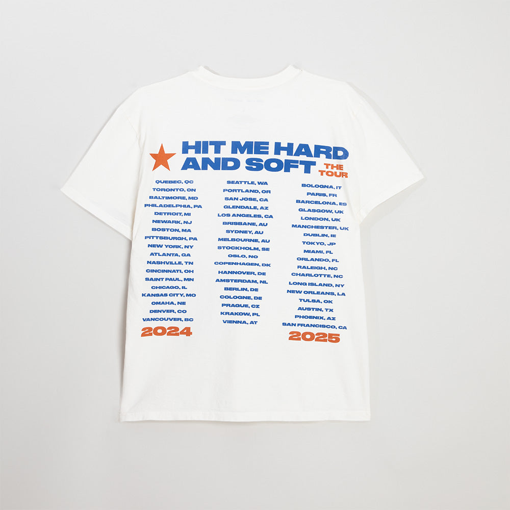 Lean HIT ME HARD AND SOFT: THE TOUR 2024 White T-Shirt - Billie