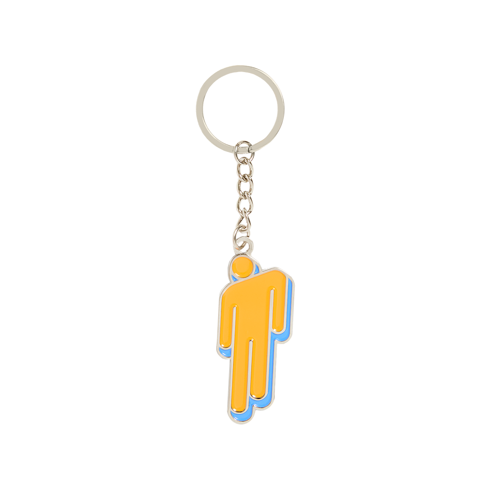 Orange Blohsh Metal Keychain