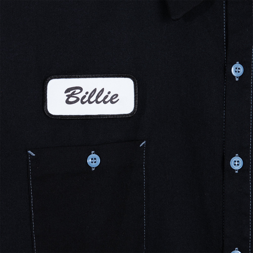 SUAY x Billie Eilish Black Blue Thermal Sleeve Work Shirt Detail 2 