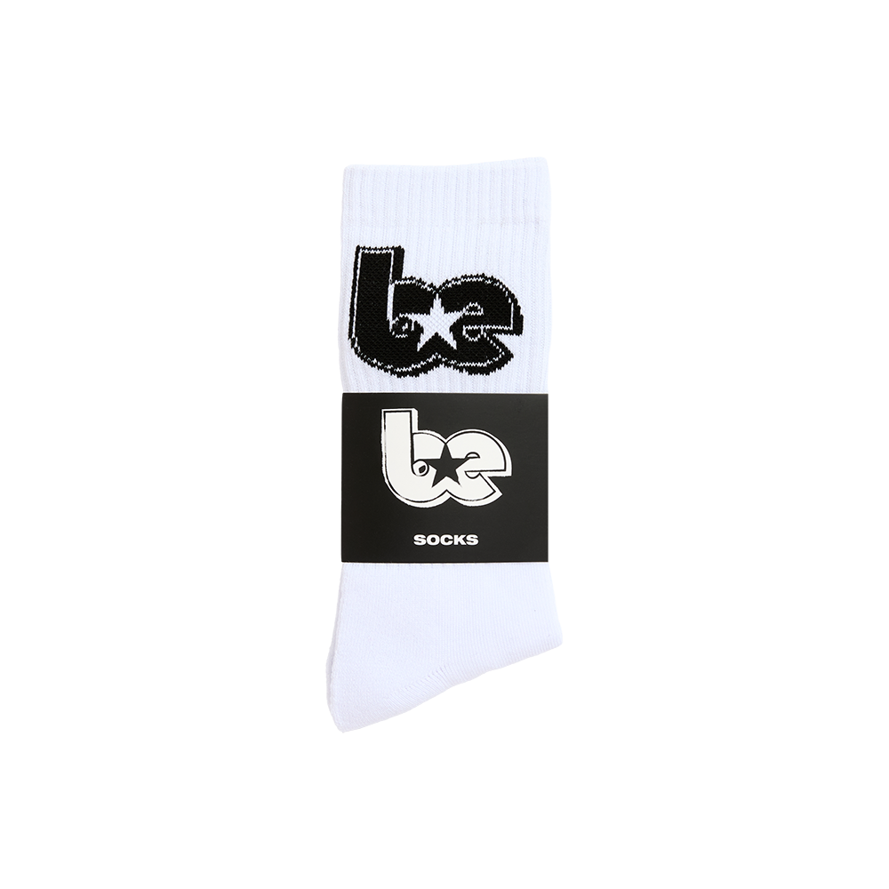 BE Star White Crew Socks