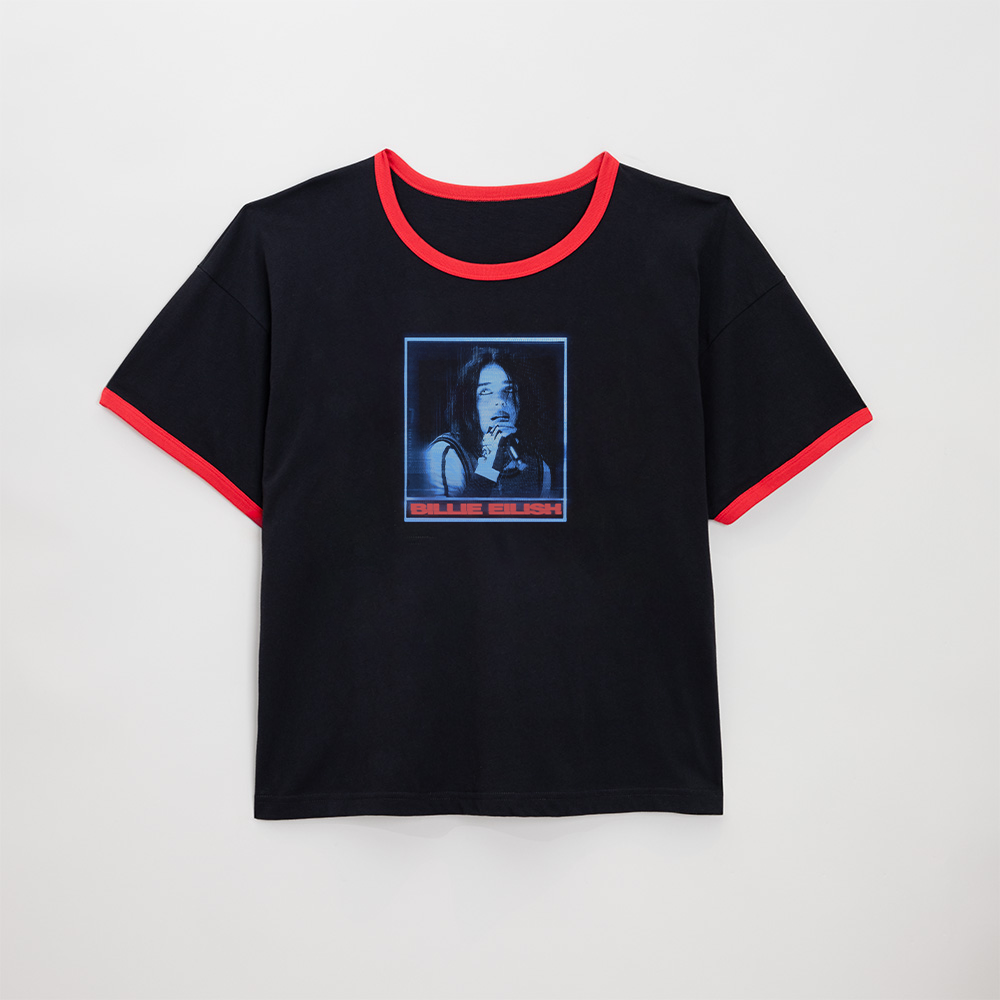 Static Photo Black Red Ringer T-Shirt
