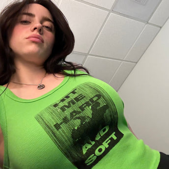 HIT ME HARD AND SOFT Green Crop Tank Selfie