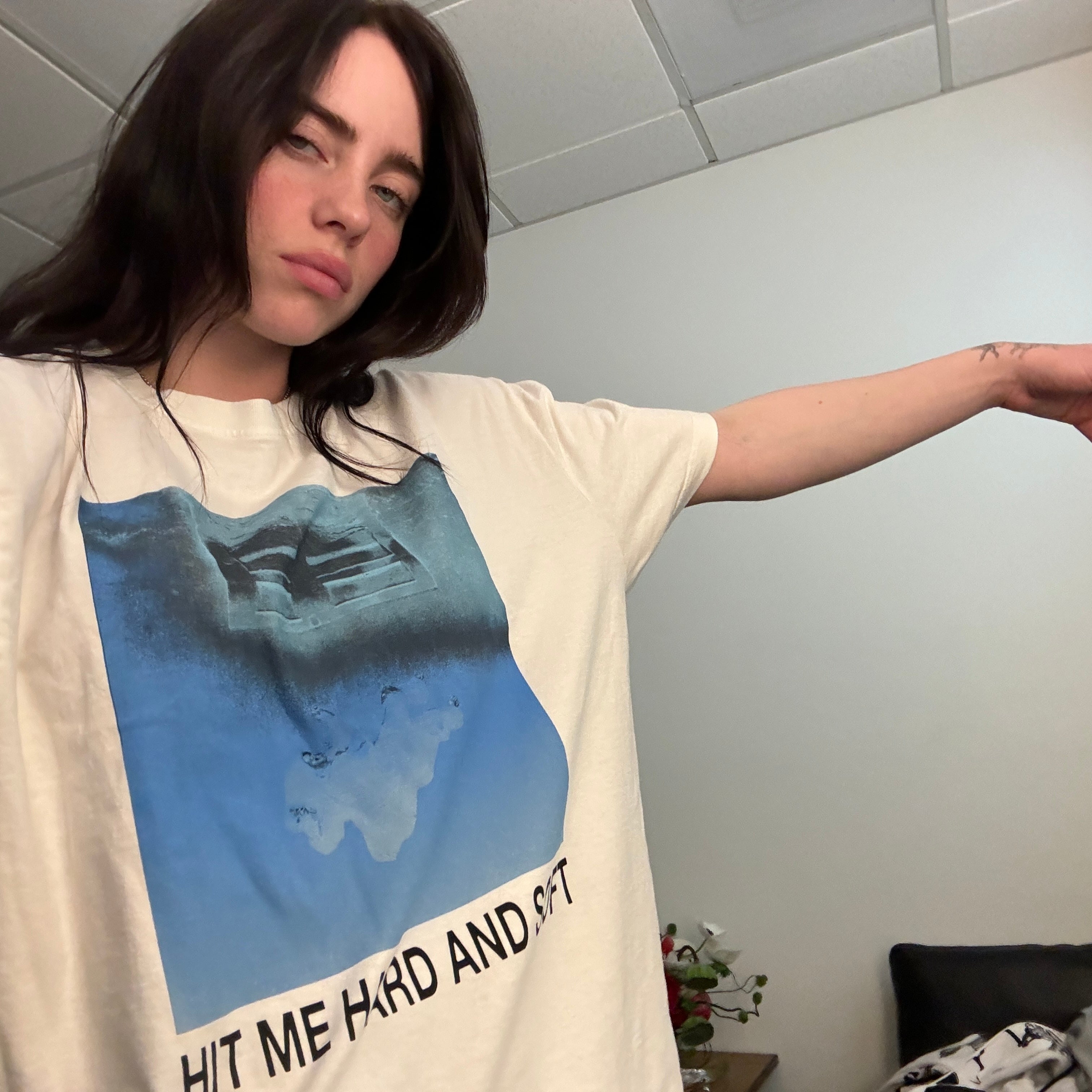 HIT ME HARD AND SOFT White Cover Tee Fan Pack On Billie