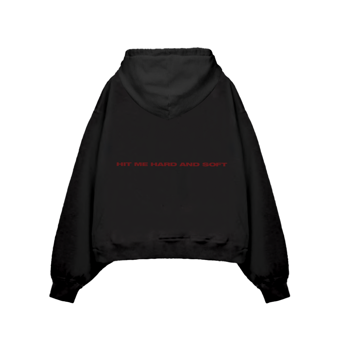 HIT ME HARD AND SOFT Black Cover Pullover Hoodie Back