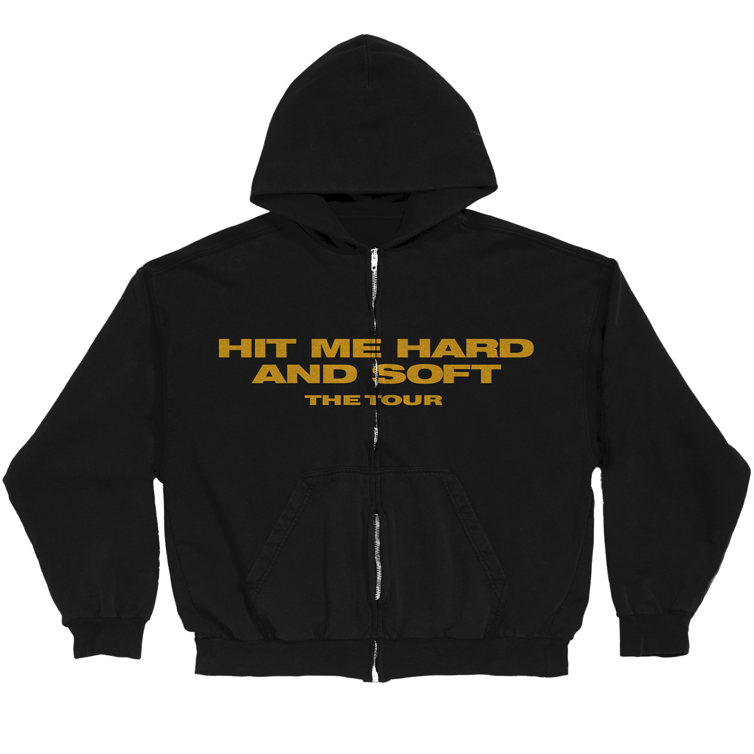 HIT ME HARD AND SOFT Live in 3D Hands Black Zip Hoodie Front