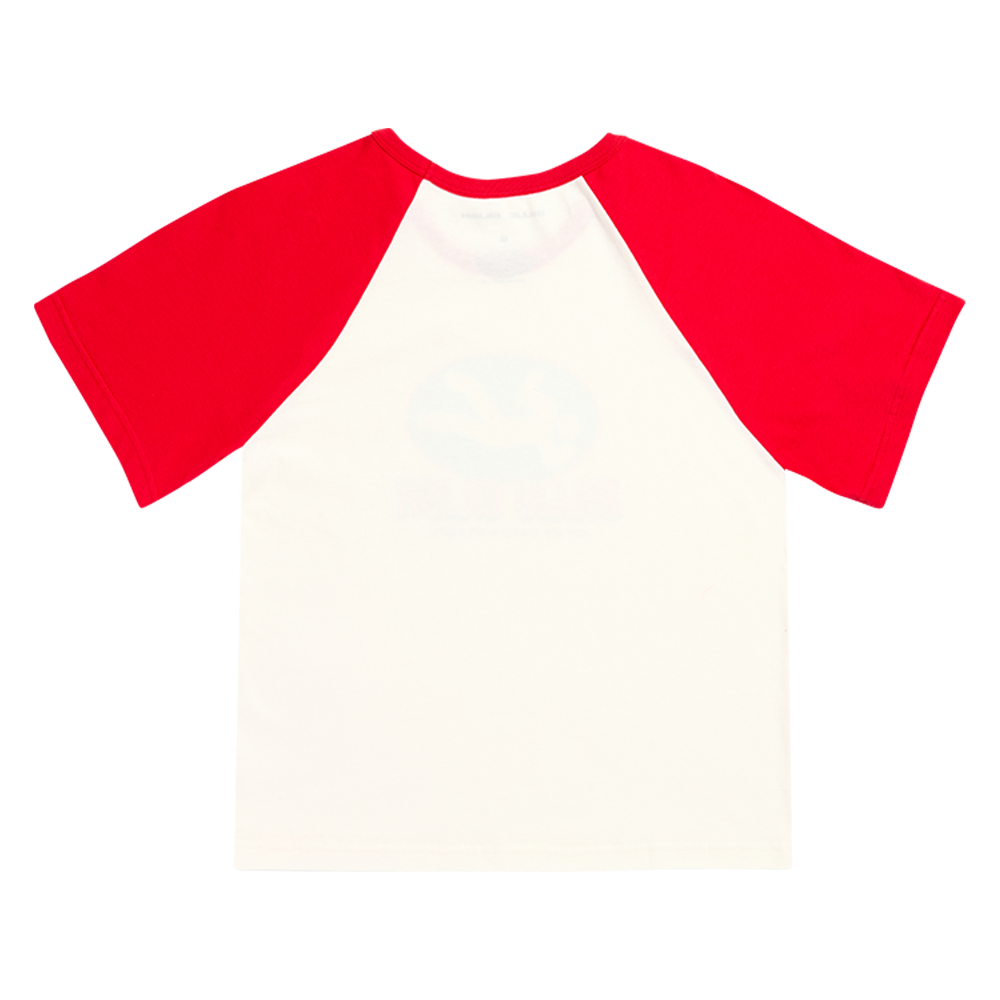 RED AND WHITE RAGLAN DROP SLEEVE TEE Billie Eilish Store