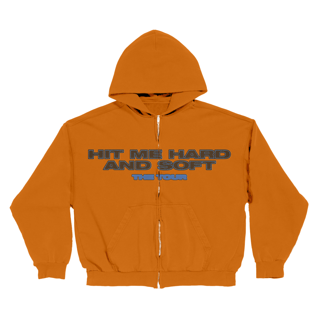 Hit Me Hard and Soft Tour Orange Dateback Zip Hoodie front