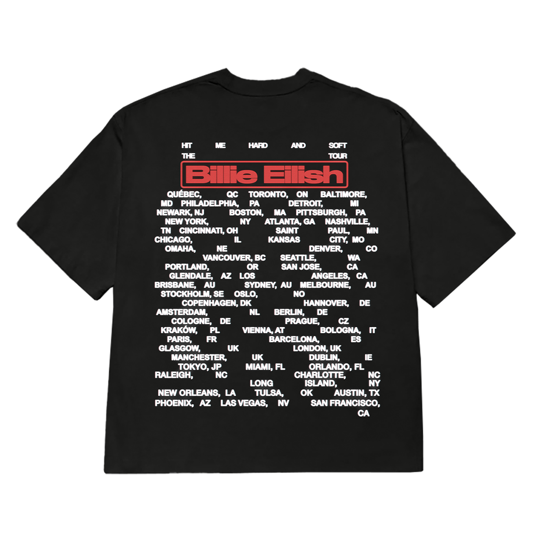 Glasses Hit Me Hard and Soft Tour 2025 Black T-Shirt back