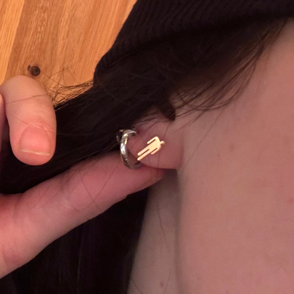 billie wearing Gold Blohsh Mini Stud Earrings