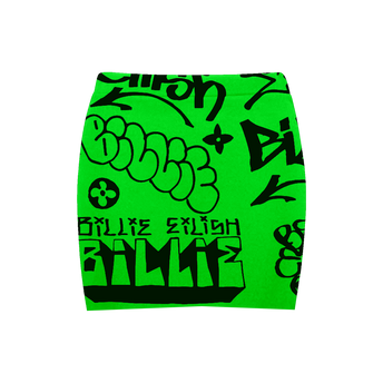Billie Eilish x Freak City Green Graffiti Skirt