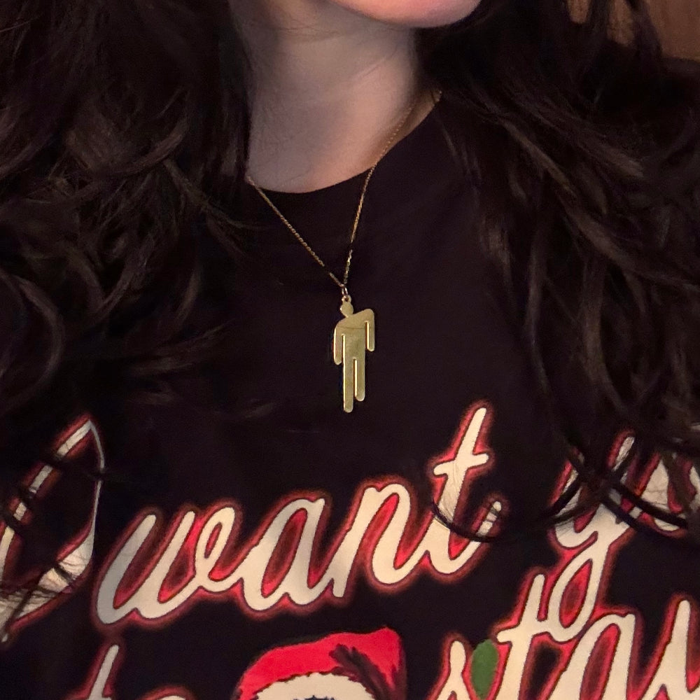 billie wearing Gold Blohsh Pendant Necklace