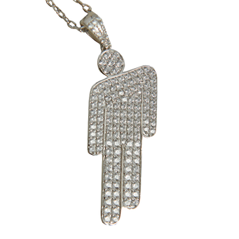 Blohsh Pendant Jeweled Sterling Silver Necklace detail